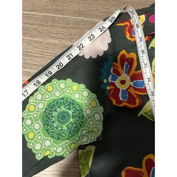 Desigual Women's Large Floral Artsy Button Down Blouse Multi Colored Embroidered - Picture 12 of 12